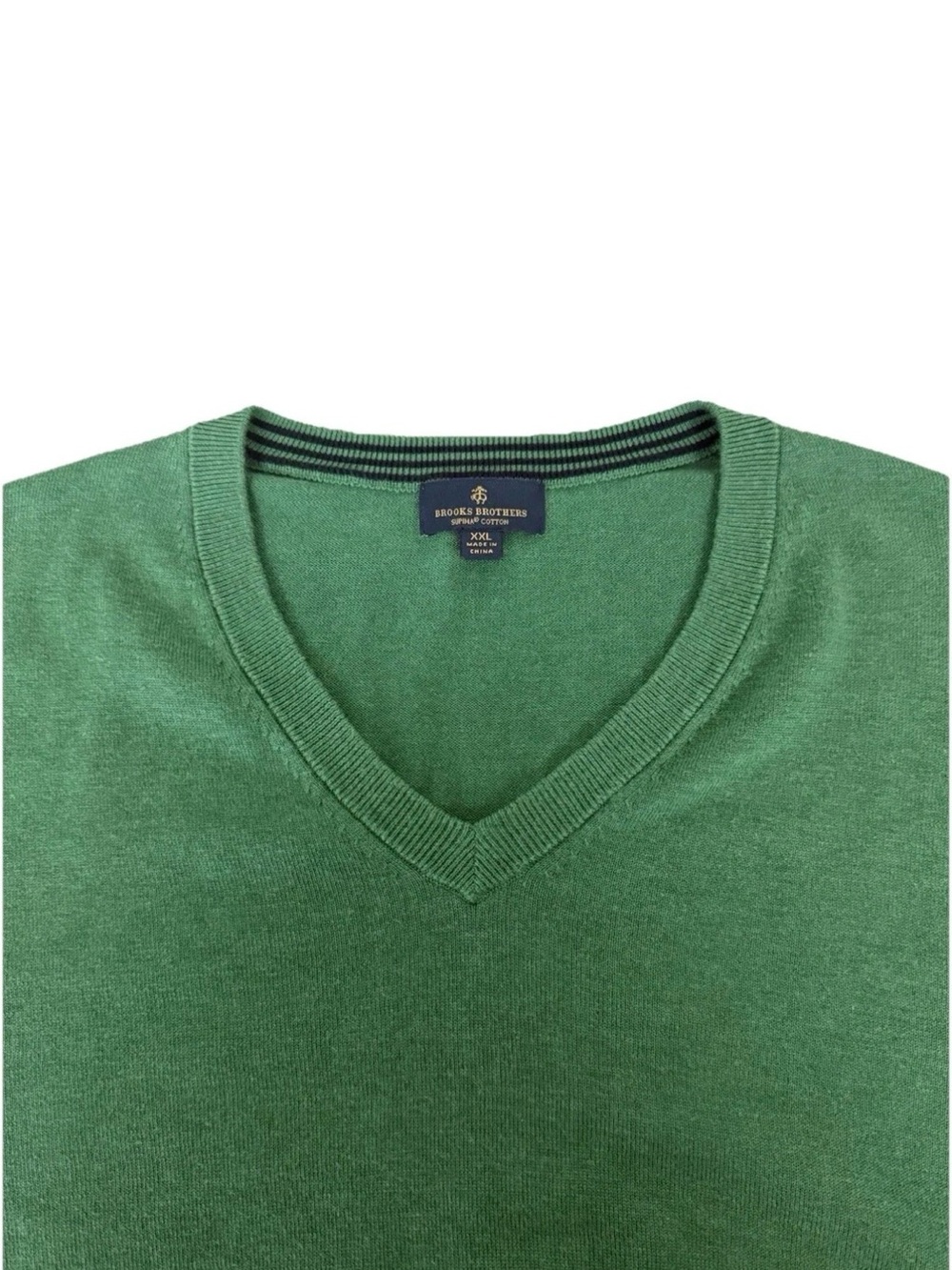 Brooks Brothers Green V-Neck Cashmere-Blend Sweater